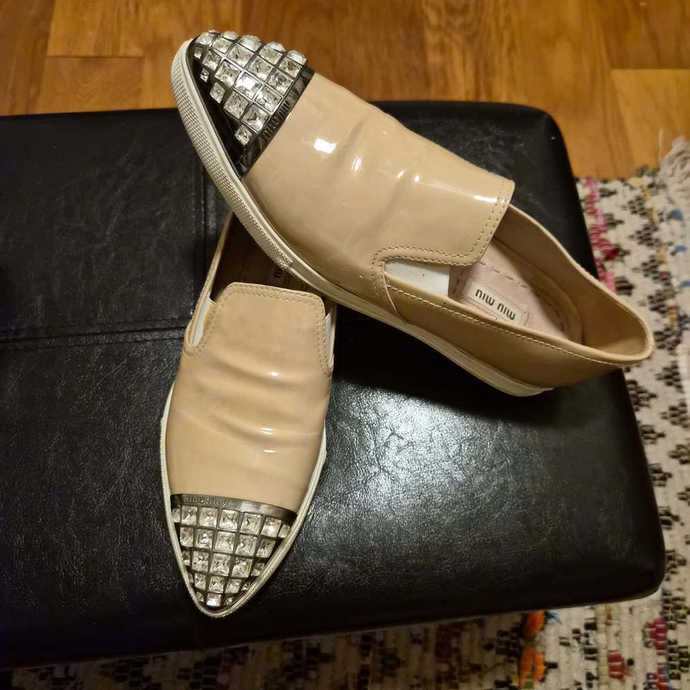 Miu Miu Beige Studded Women's Shoes